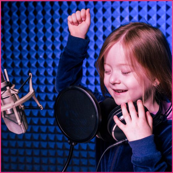 girl child singing Christmas song