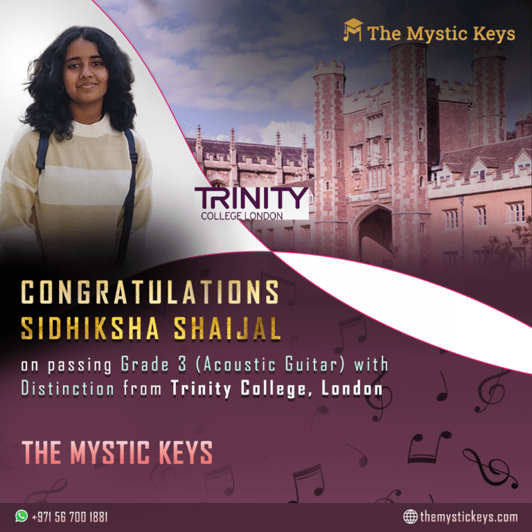 Student top performer & achiever - Sidhiksha Shaijal congratulaions for passing trinity exams