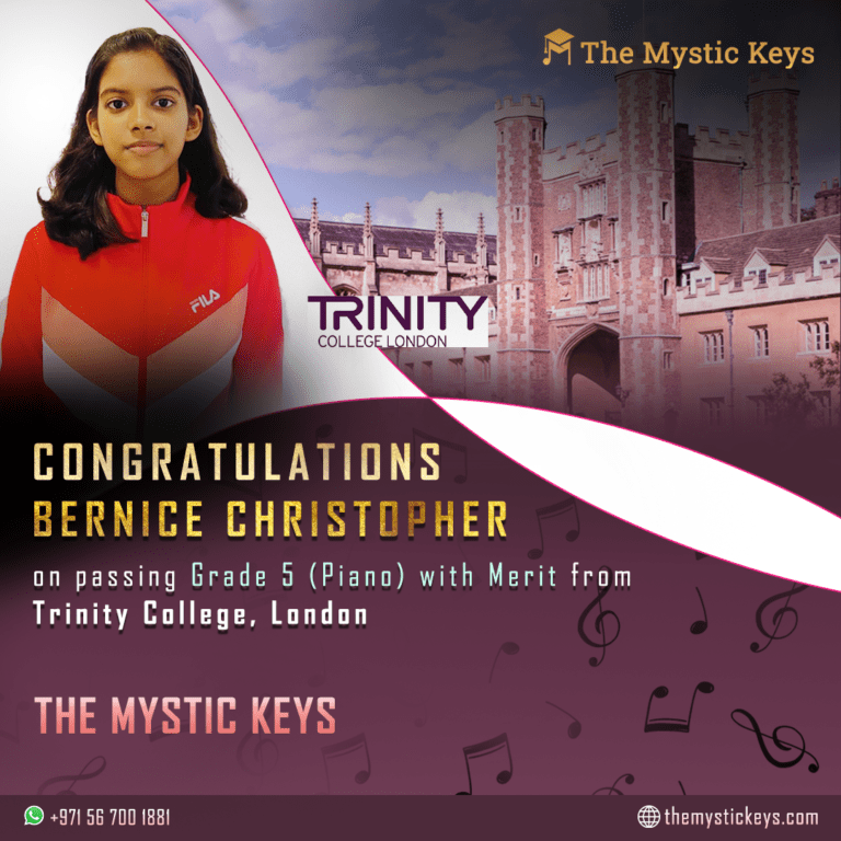 Student top performer & achiever - Congratulations to Bernice Christopher on passing grade 5 piano with merit from trinity college London the mystic keys.
