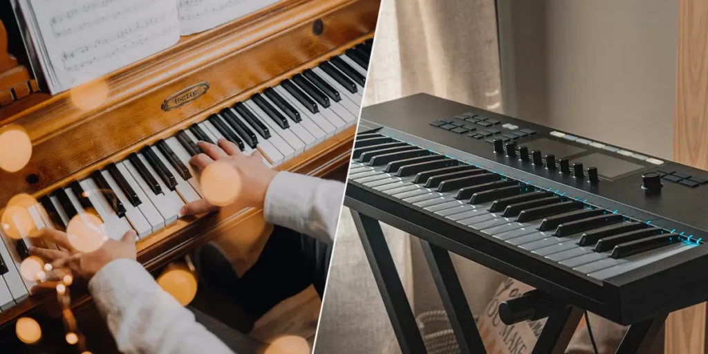 Keyboard Vs Piano pic with both the musical instruments