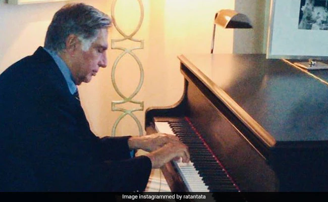Ratan Tata playing piano