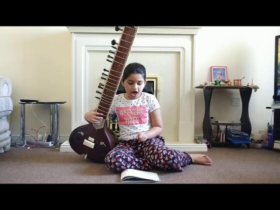 Hindustani music for children- girl playing sitar