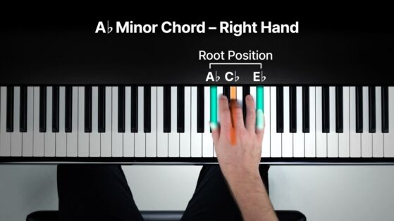 A minor chord,- playing piano