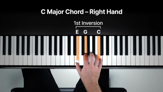 C Major chord,- playing piano