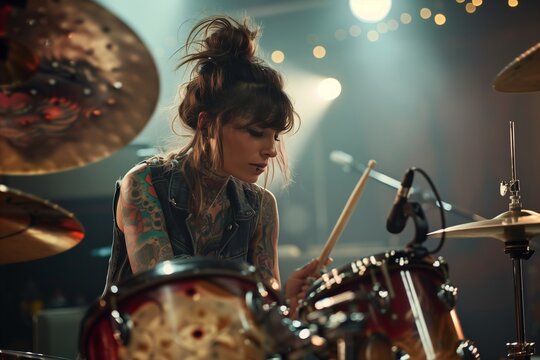 woman playing drums