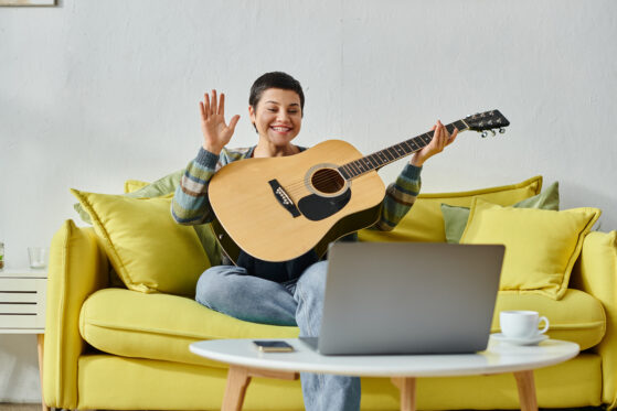 User-Friendly Platform | Girl learning guitar