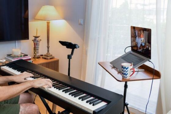 man playing piano