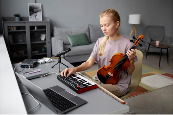 Girl giving music exams