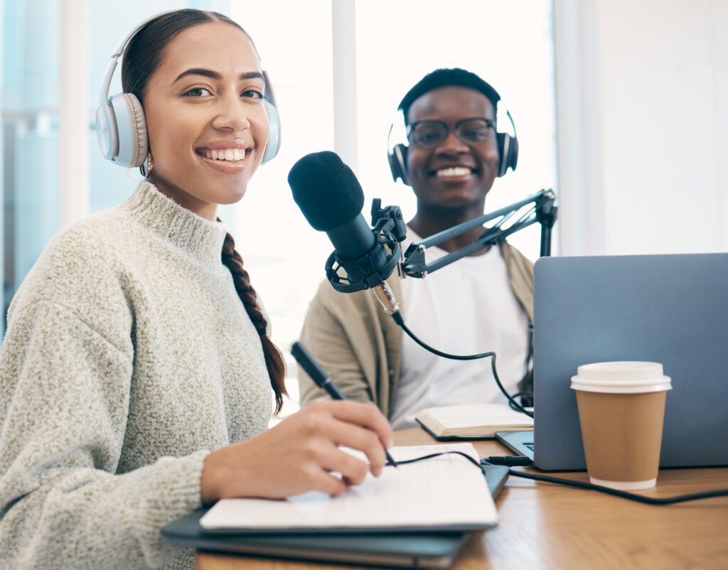 Listening to public speaking podcasts can provide inspiration and tips and helps to refine public speaking skills