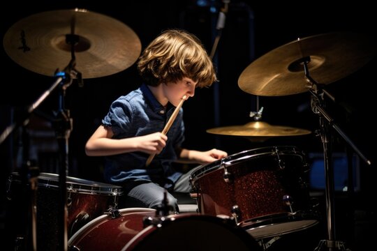 Boy playing drums