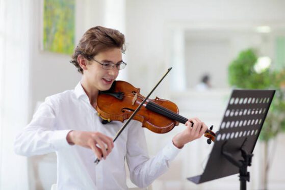 Boy playing violin