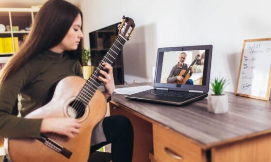 girl playing guitar