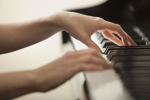 playing piano with left hand