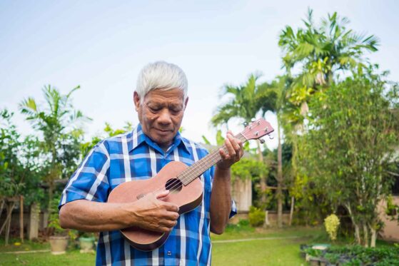 playing ukulele