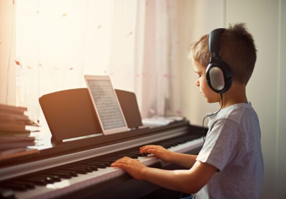 Boy playing piano