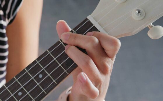 playing ukulele