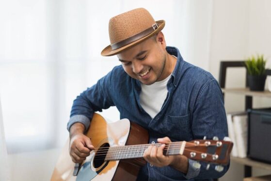 playing guitar