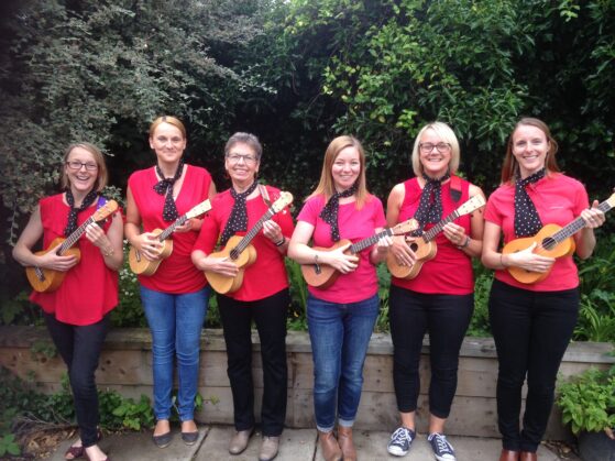 Playing ukulele