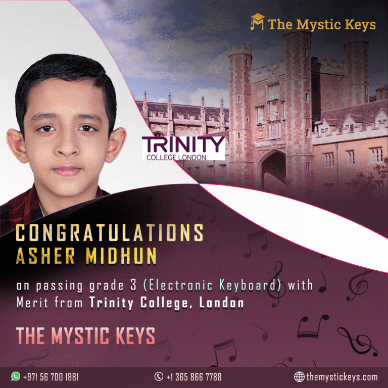 student at the mystic keys passes trinity college london exam