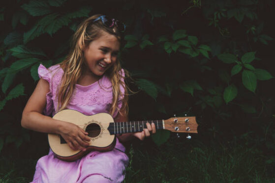 playing ukulele