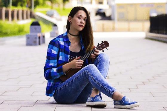 playing ukulele