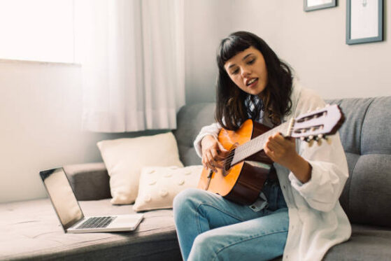 playing guitar