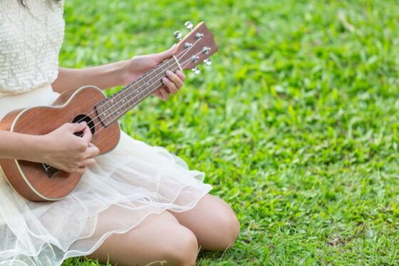 playing ukulele