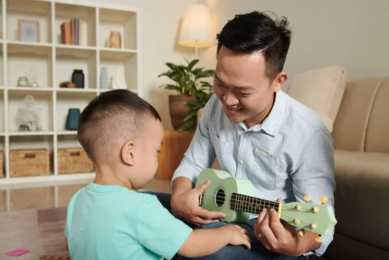 playing ukulele