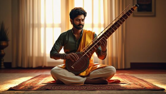 Man practicing Carnatic Music
