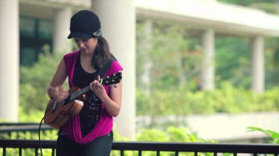 playing ukulele