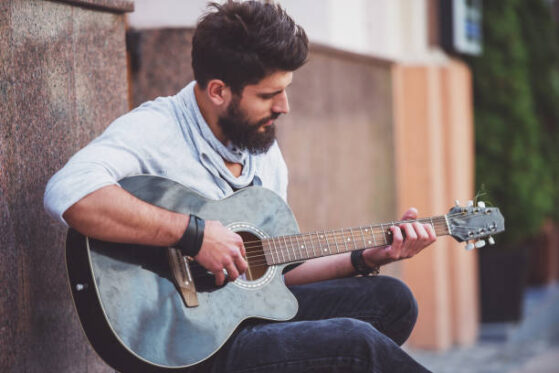 playing guitar