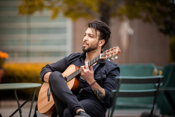 playing guitar