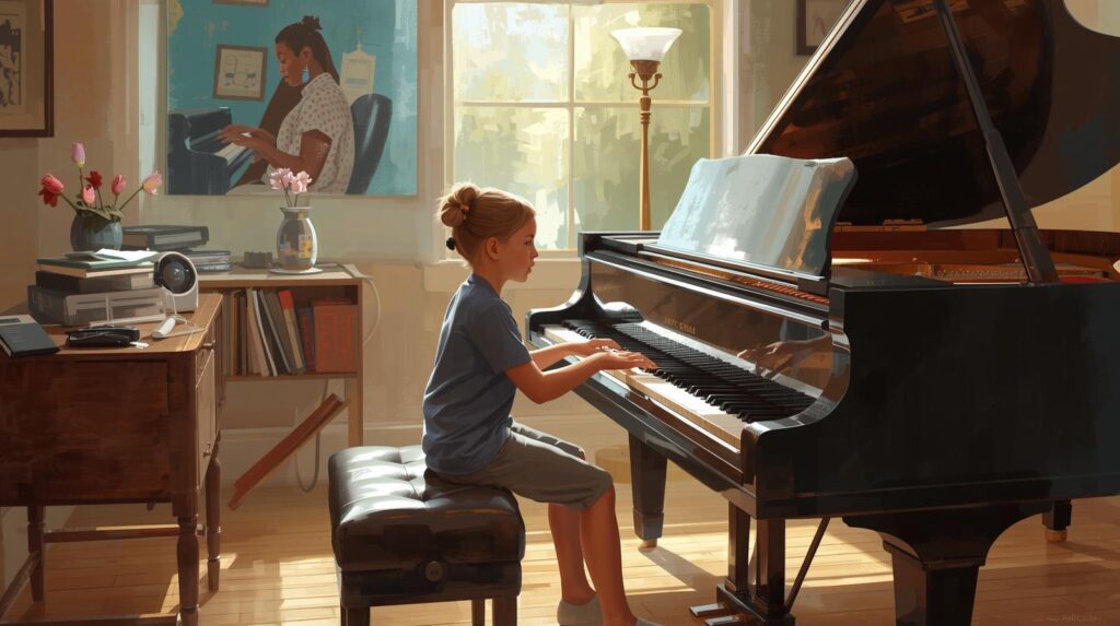 Student receiving one-on-one piano lesson at The Mystic Keys music academy benefits of one-on-one music lessons