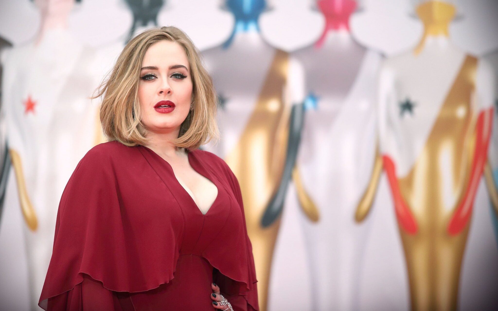 Adele, British singer, red dress, beautiful woman, Laurie Blue Adkins, musican who started your younger age