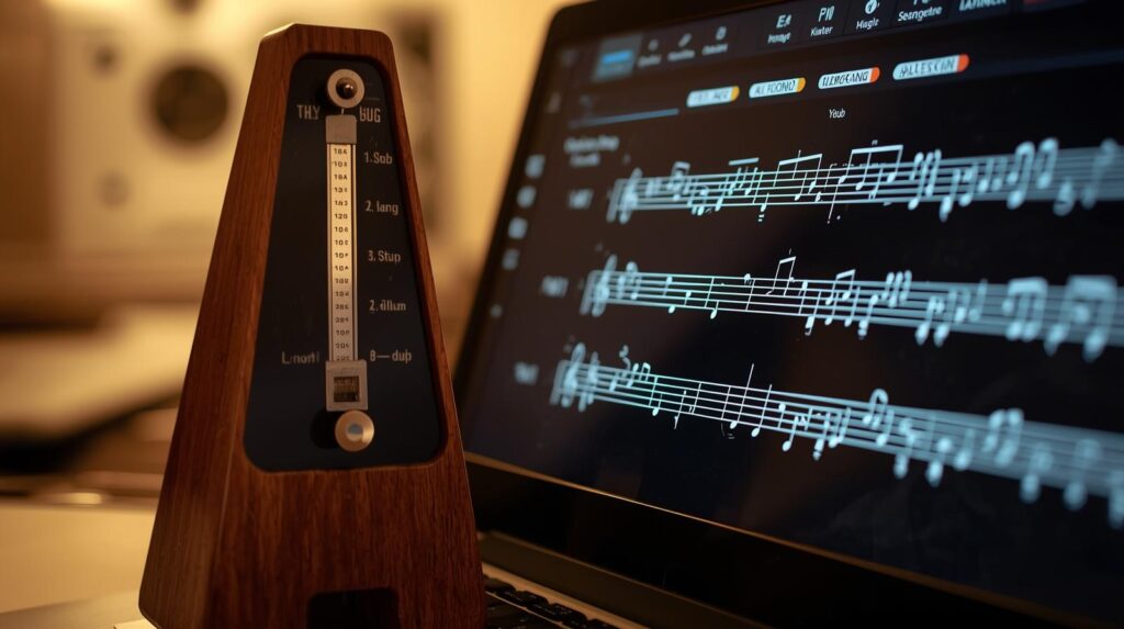 Digital practice tools used in virtual music training courses for improving skills.