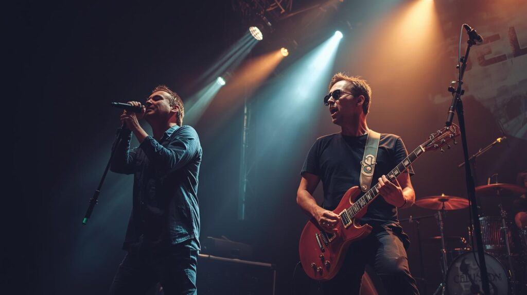 Singer performing on stage with a microphone under concert lighting.” Career Opportunities in Music