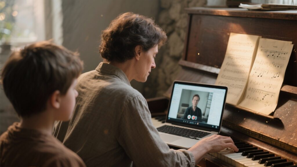 Online lessons using music tech at Mystic Keys for interactive piano learning