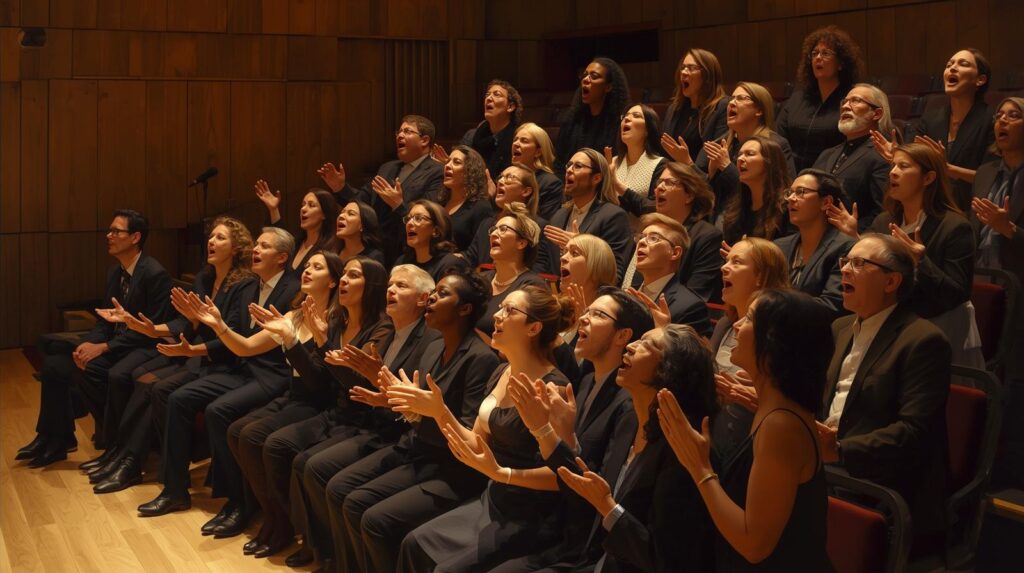 Philippine Madrigal Singers performing seated in a semicircle, a unique choral tradition.Famous popular choirs around the world
