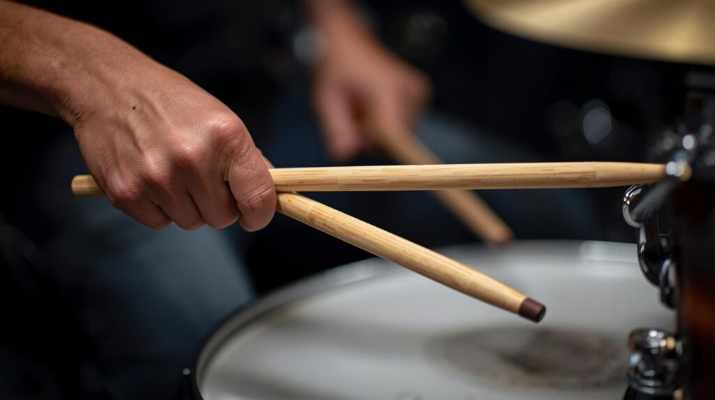 Correct drumstick grip for rudiment practice.”