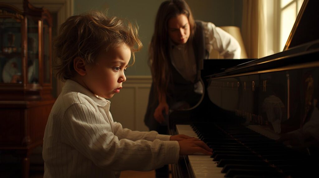 children frustrated with piano practice