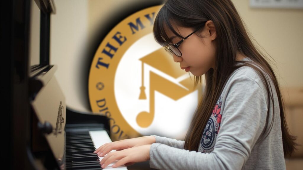 Student practicing scales or pieces with focused posture