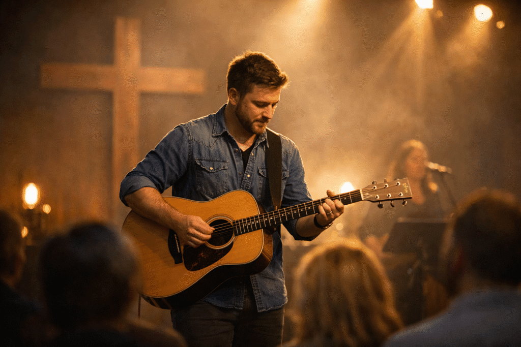 Inspiring stories of worship guitarists in churches leading worship through music