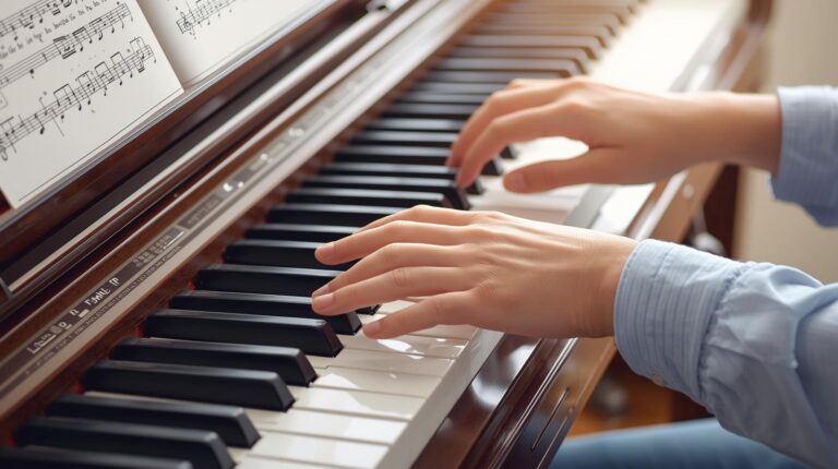Practicing piano with a metronome
