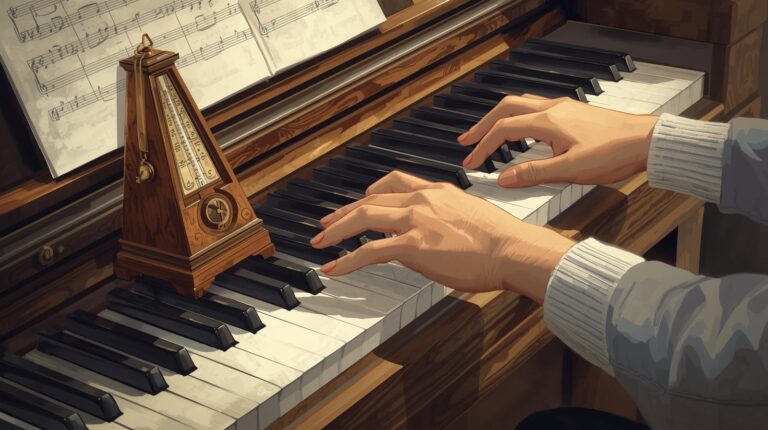 Practicing piano with a metronome