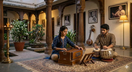 harmonium accompanied by tabla ,