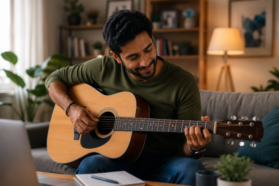 playing guitar