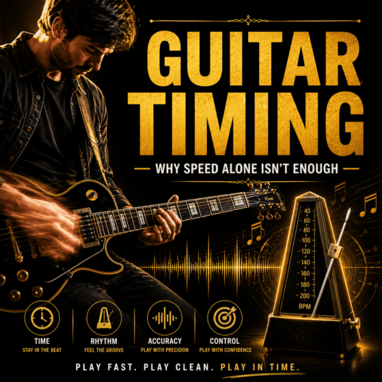 one boy play a guitar timing