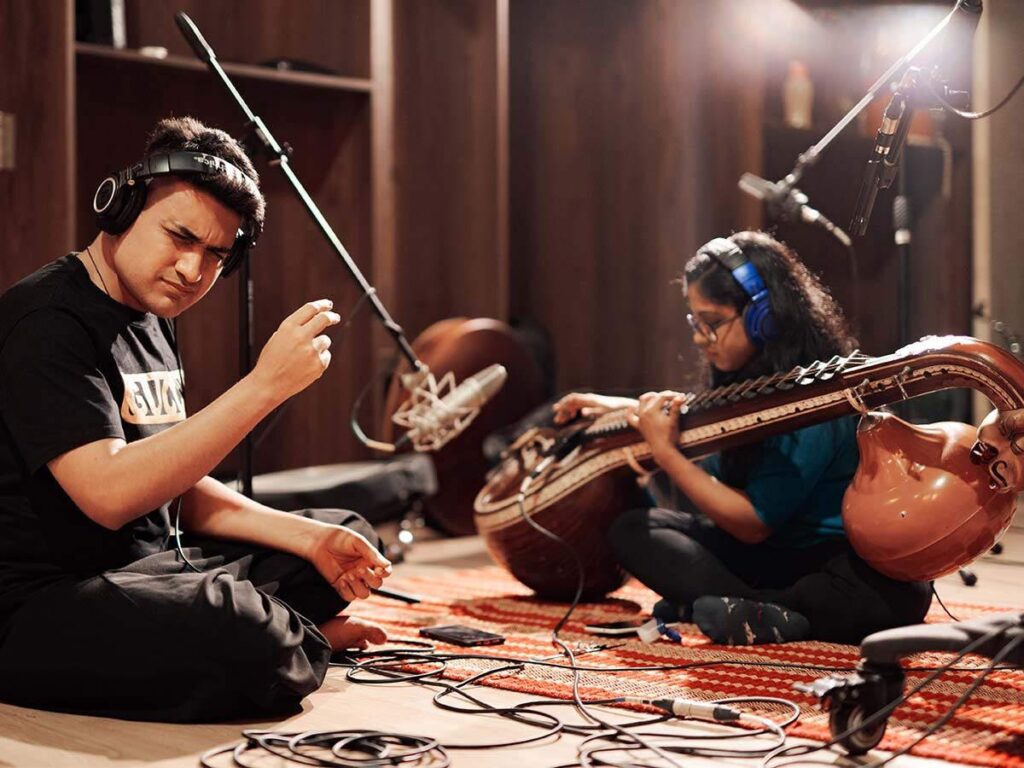 Tabla player demonstrating rhythmic patterns in Hindustani classical music.