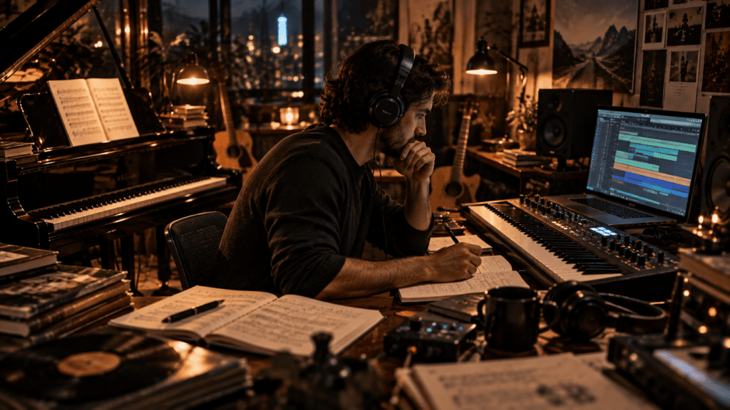 Does Hans Zimmer know music theory – self-taught musician learning composition through piano, technology, and experimentation.