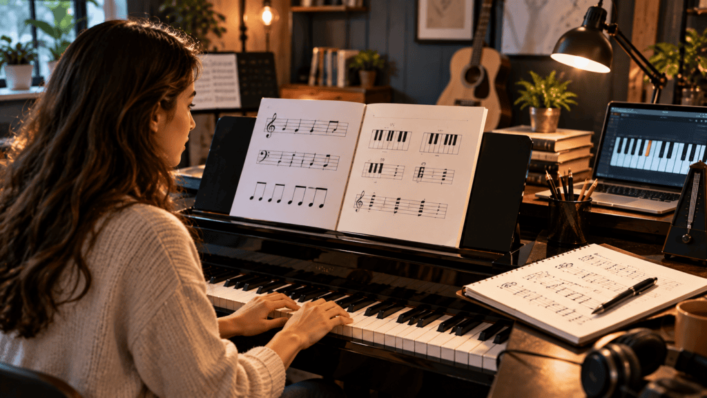 Does Hans Zimmer know music theory – beginner learning music theory through piano, chords, rhythm, and musical notation.